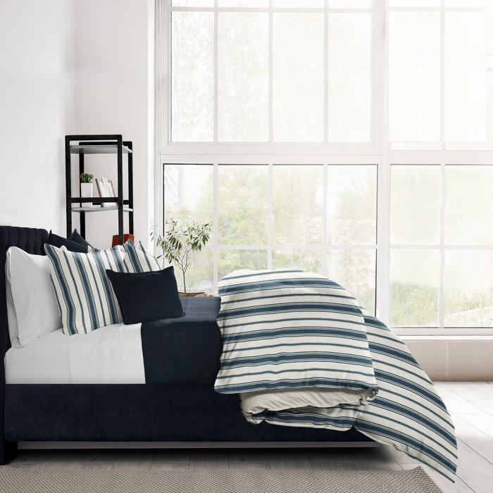 Birch Lane™ Brio Blue/White Standard Cotton Coverlet Set Wayfair